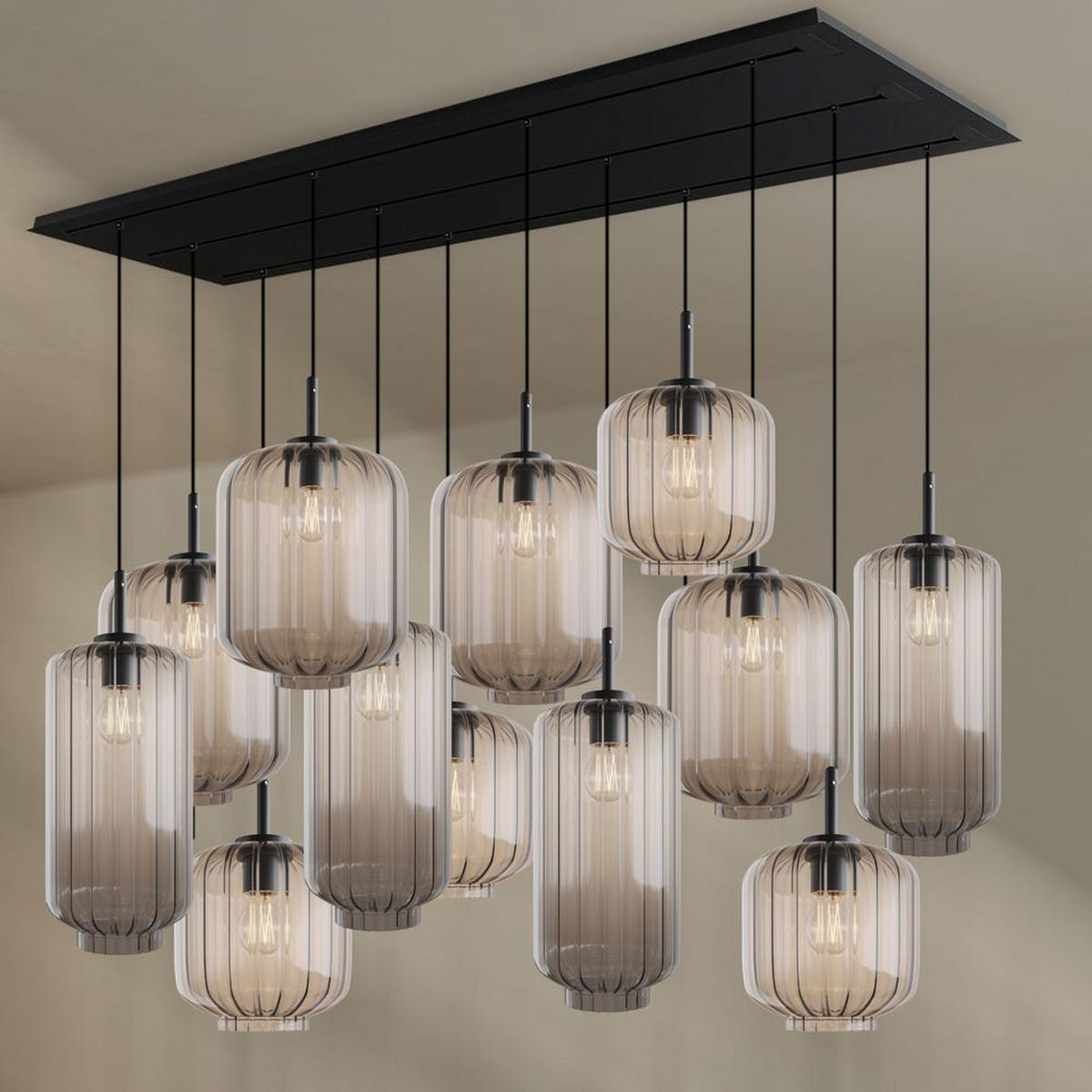 HÄNGELEUCHTE Velo 12-flammig Klar Ø 18/20/25cm - Klar/Schwarz, Glas (25/25/27cm) - s.luce