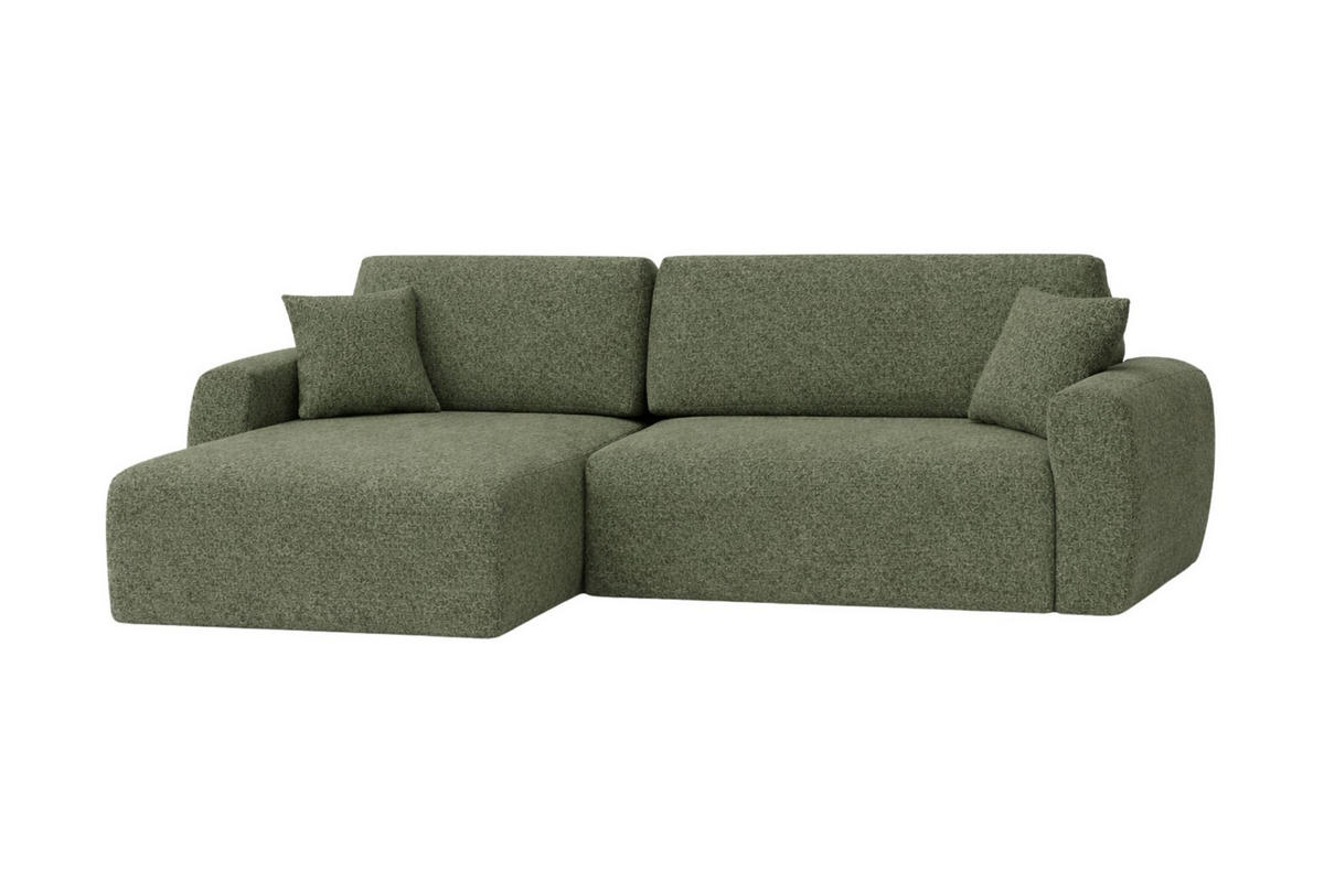 ECKSOFA Mit Schlaffunktion, Ariel XL, Chenille-Stoff, Stoff Artico, Moss, Links - Hellgrün, Holz (280/142cm) - Kaiser Möbel