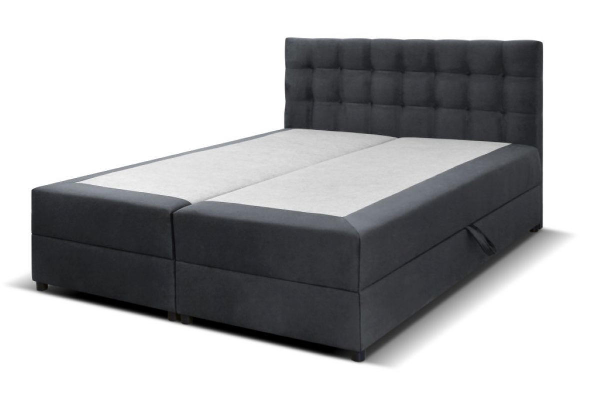 BOXBETT Malmo 180x200 cm mit Topper, zwei Bettkästen und Matratze, grau - Grau, Kunststoff (180/200cm) - Margaret Hadas24