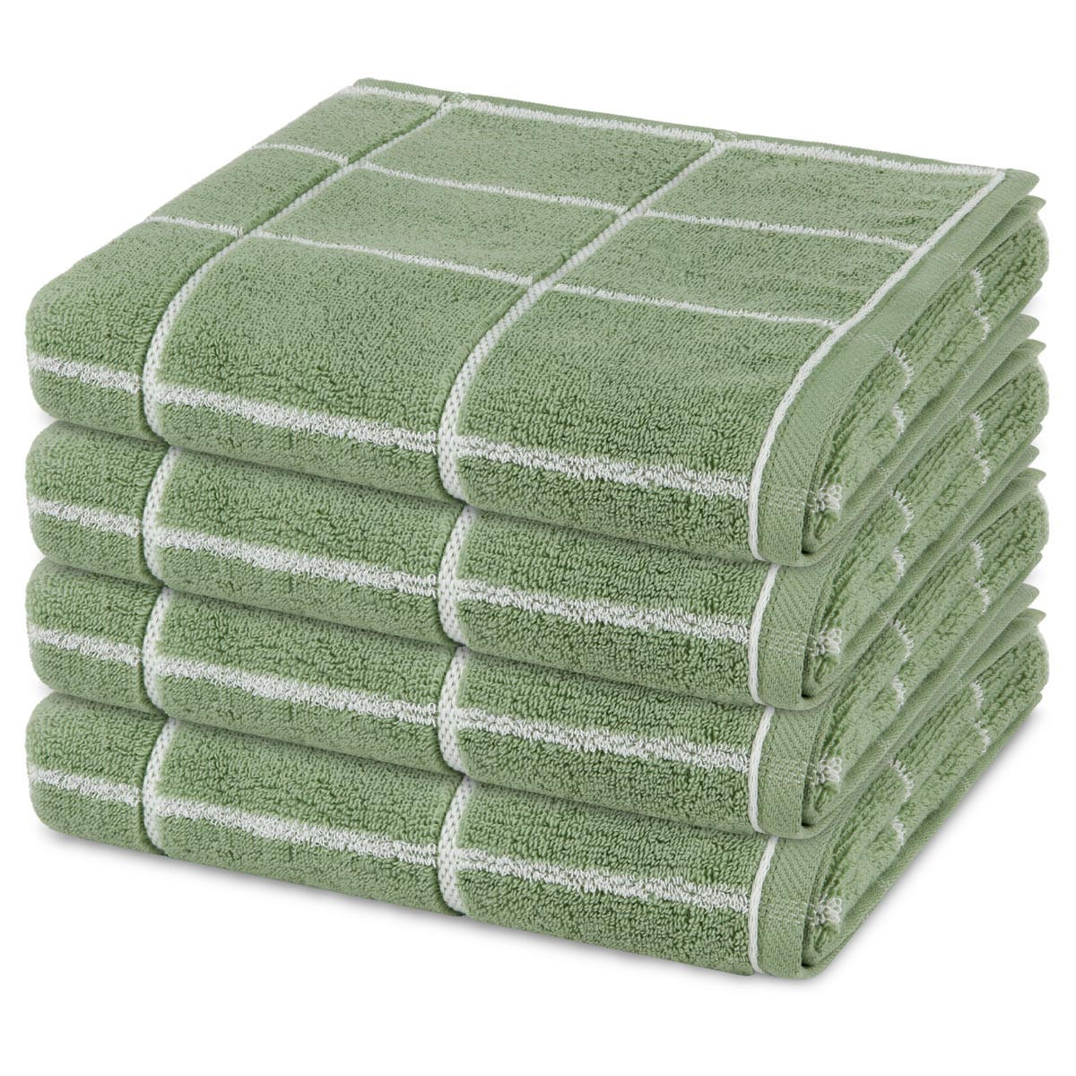 HANDTUCH Sensual Skin Karo 4er-Set - Grün, Textil (50/100cm) - Ross