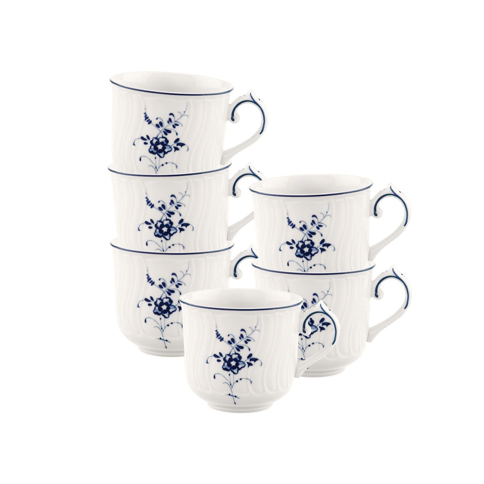 MOKKA-/ESPRESSOTASSEN Vieux Luxembourg weiß-blau 70 ml 6er Set - Blau/Weiß, Keramik (0.07L) - Villeroy & Boch