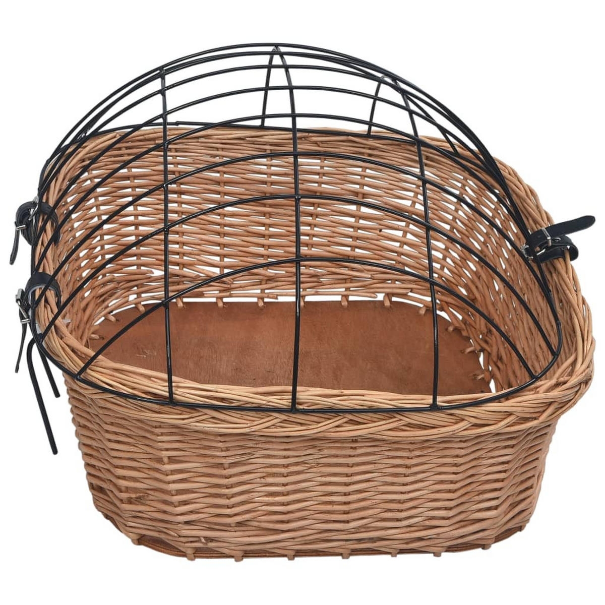 FAHRRADKORB Vorne Mit Deckel 50/45/35 Cm Natur Weide - Braun, Naturmaterialien (45/35/50cm) - vidaXL