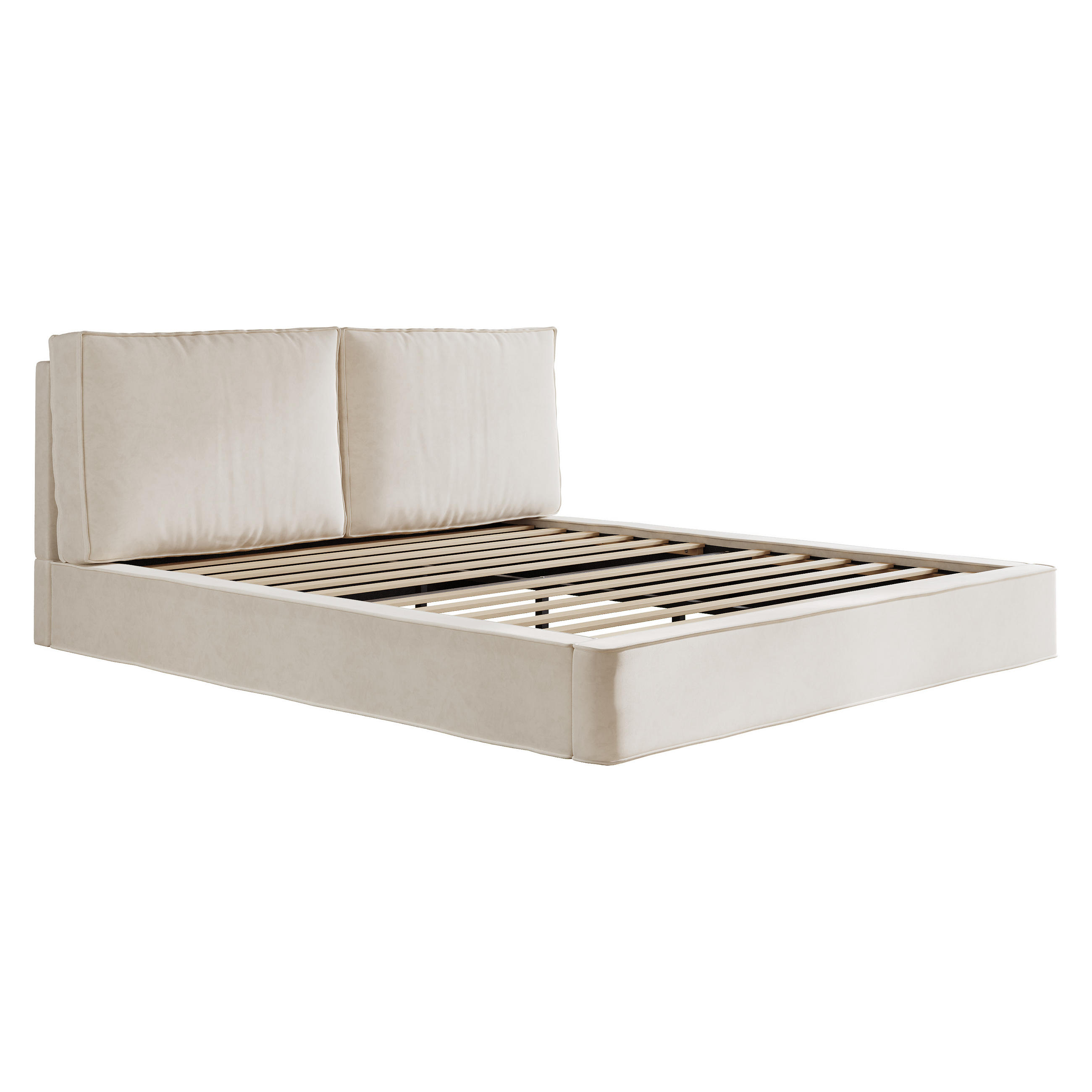 POLSTERBETT 180/200 cm in Beige Chenille mit gepolstertem Kopfteil - Beige, Holzwerkstoff/Textil (180/200cm) - WISHDOR