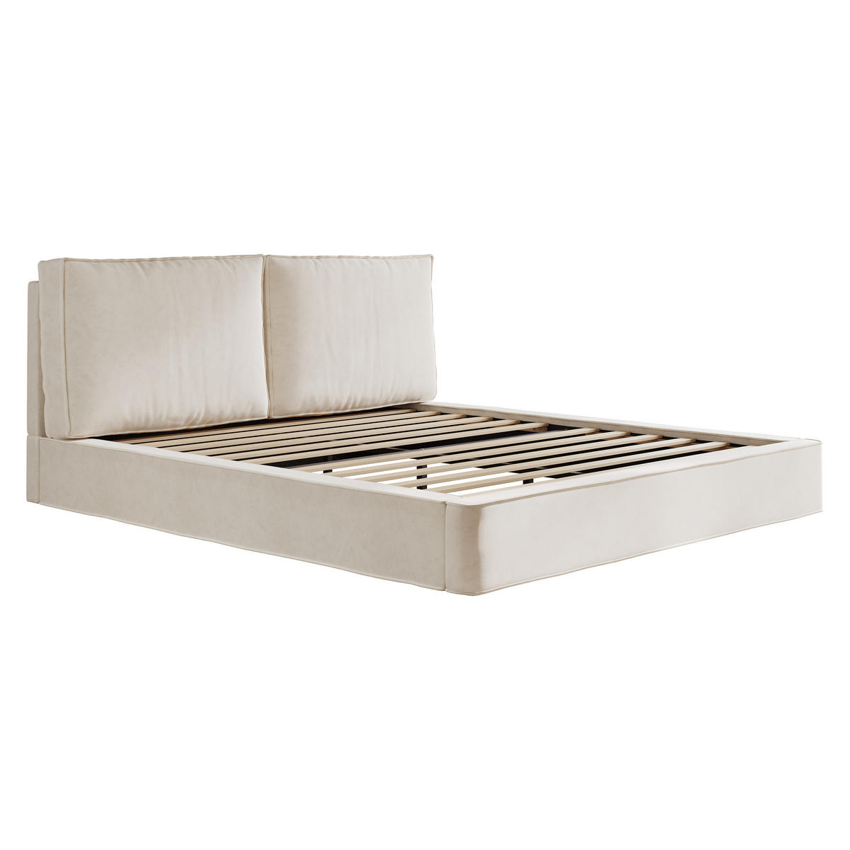 POLSTERBETT 180/200 cm in Beige mit Lattenrost Chenille im Blockdesign - Beige, Holzwerkstoff/Textil (180/200cm) - STILVORA