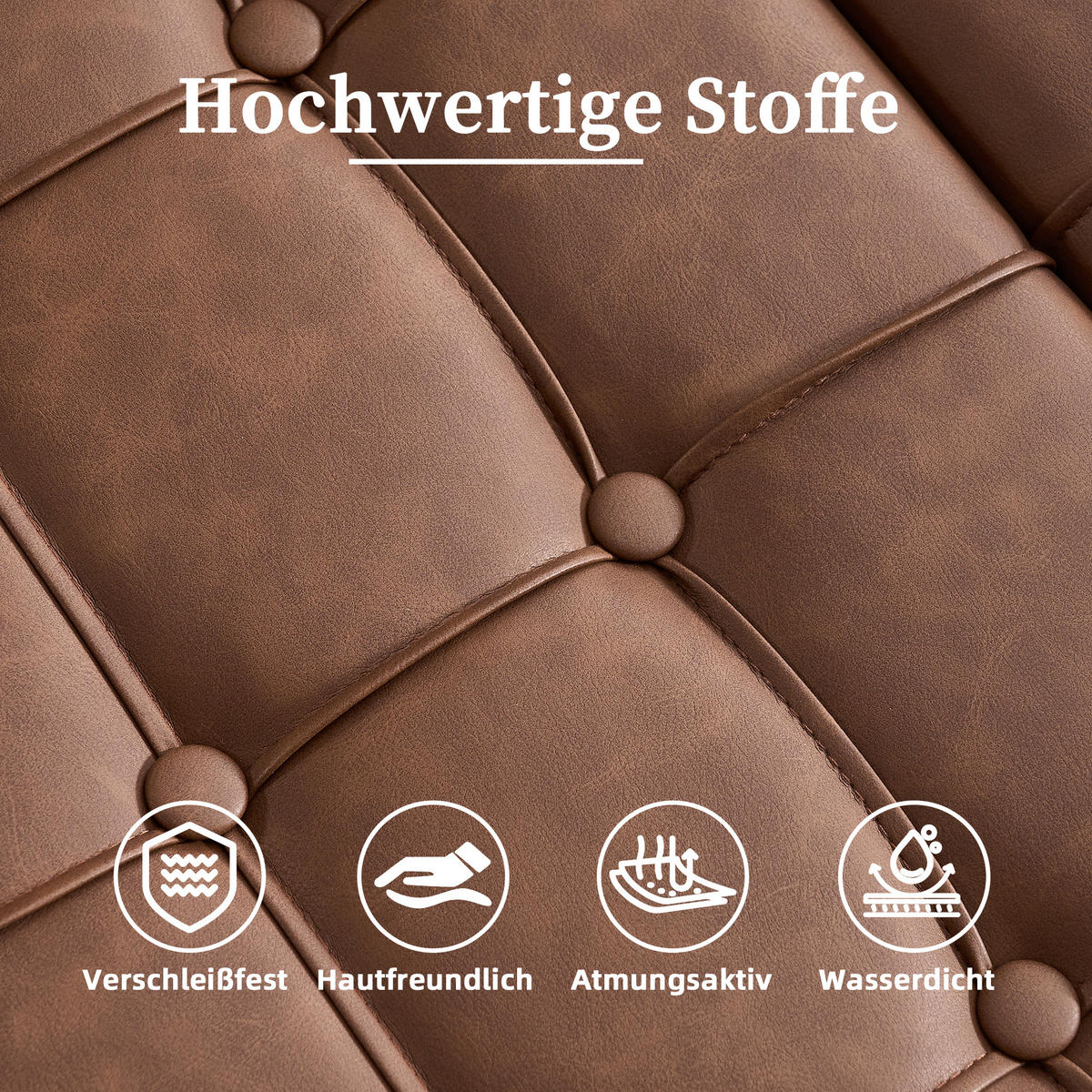 OTTOMANE braun PU 75cm mit stauraum - Braun, Leder (75/41/75cm) - Urban Meuble