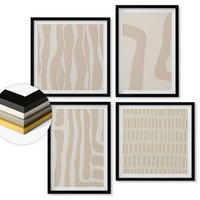 WANDBILDER 4er-Set - 50x50 cm & 40x60 cm Schwarzer Rahmen - Abstrakte Boho-Musterformen - Schwarz, Kunststoff (50/50cm) - ArtPrintCave