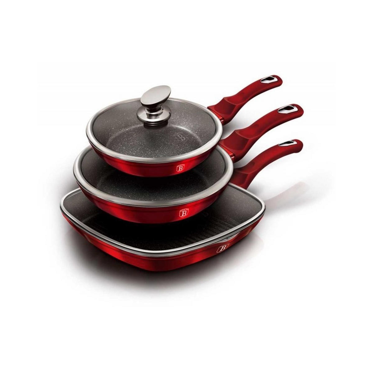 PFANNENSET Rot 28/28/4 cm BH6189 - Rot, Glas - Berlinger Haus