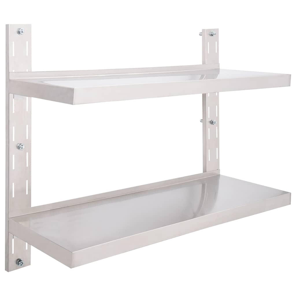WANDREGAL Mit 2 Ablagen Edelstahl 100/30 Cm - Grau, Metall (100/70/30cm) - vidaXL
