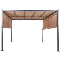PERGOLA mit LED-Beleuchtung Stahl braun 310/310 cm Parga - Schwarz/Braun, Metall (310/215/310cm) - Beliani