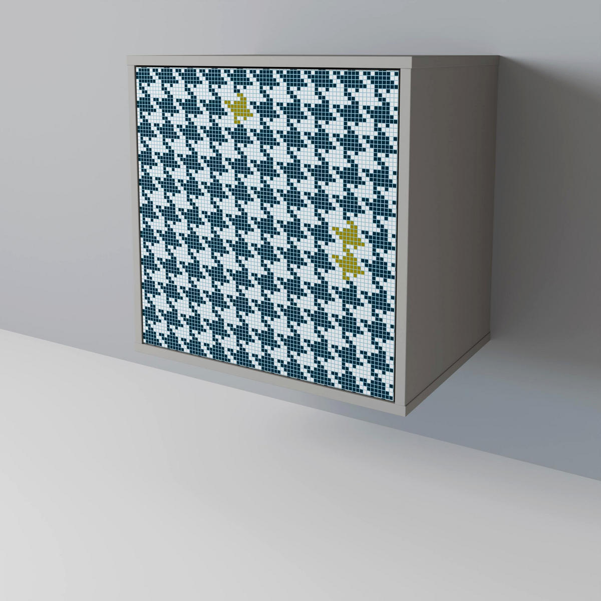 SIDEBOARD OUT OF CONTEXT, Grau, 57,5x42x72,5 cm, Schwarze Metallfüße - Multicolor/Schwarz, Holzwerkstoff/Metall (57.5/72.5/42cm) - SpaceRebels