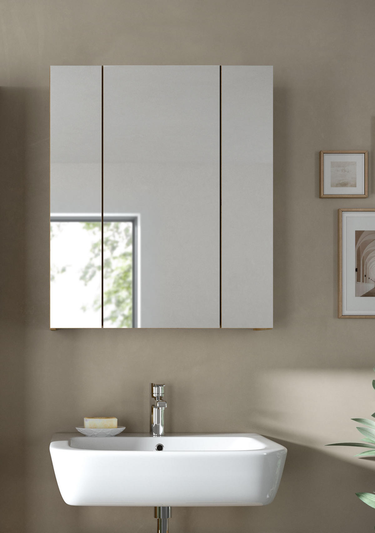 SPIEGELSCHRANK ICE (B/H/T: ca. 60/70/18 cm) in Artisan Oak Nachbildung/Artisan Oak Nachbildung - Eichefarben, Holzwerkstoff (60/70/18cm)