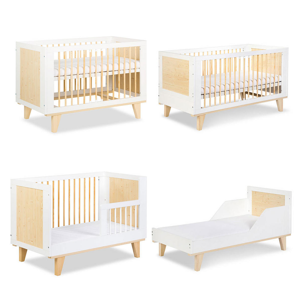 KINDERZIMMER-SET Lydia Weiß / Kiefer 4-teilig - Weiß/Kieferfarben, Holz/Holzwerkstoff (385/180/85cm) - Feldmann-Wohnen