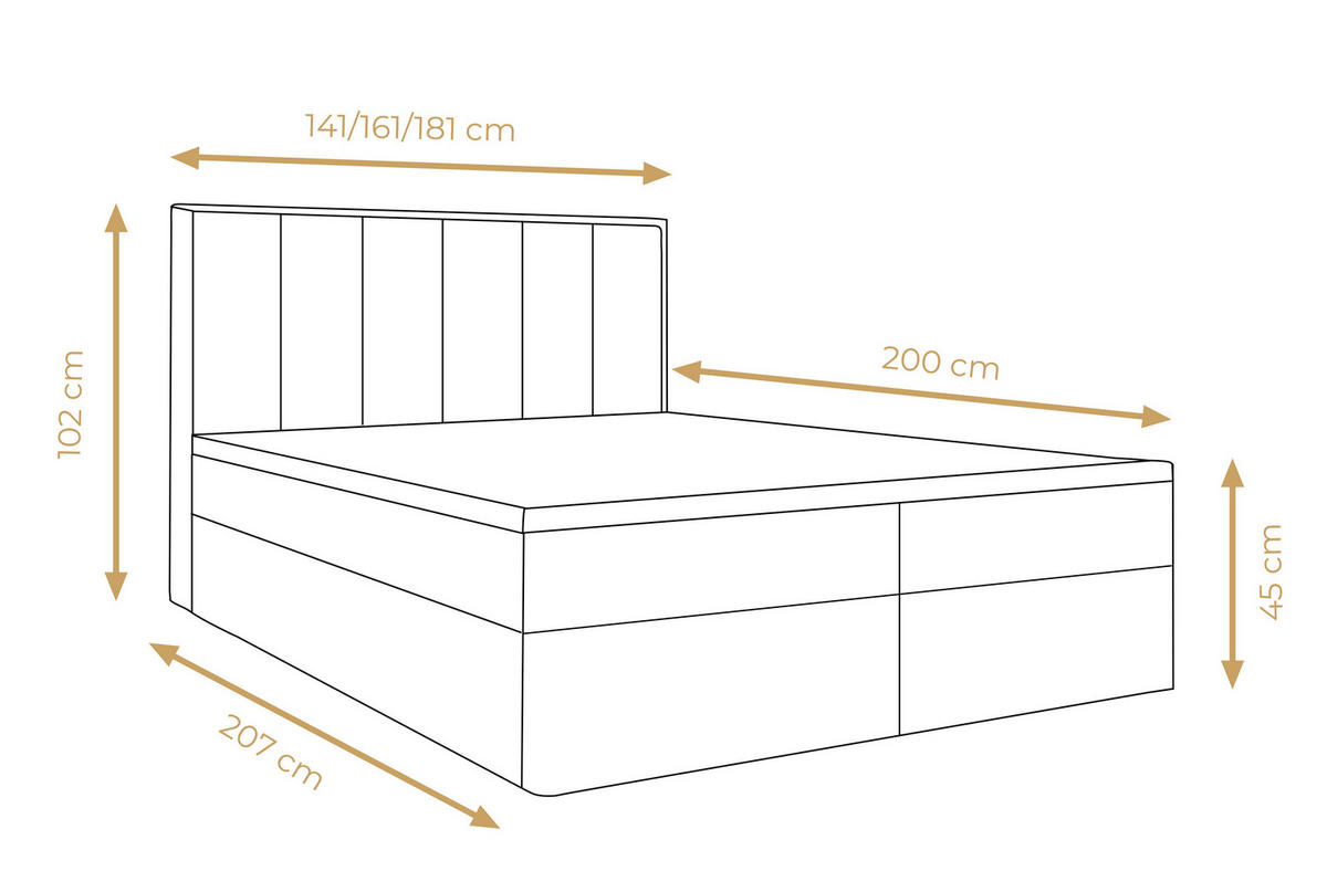 BOXBETT Benetutti 180/200 cm in Hellgrau – mit Bettkasten und Topper - Hellgrau/Schwarz, Holz/Holzwerkstoff (180/200cm) - AX Living