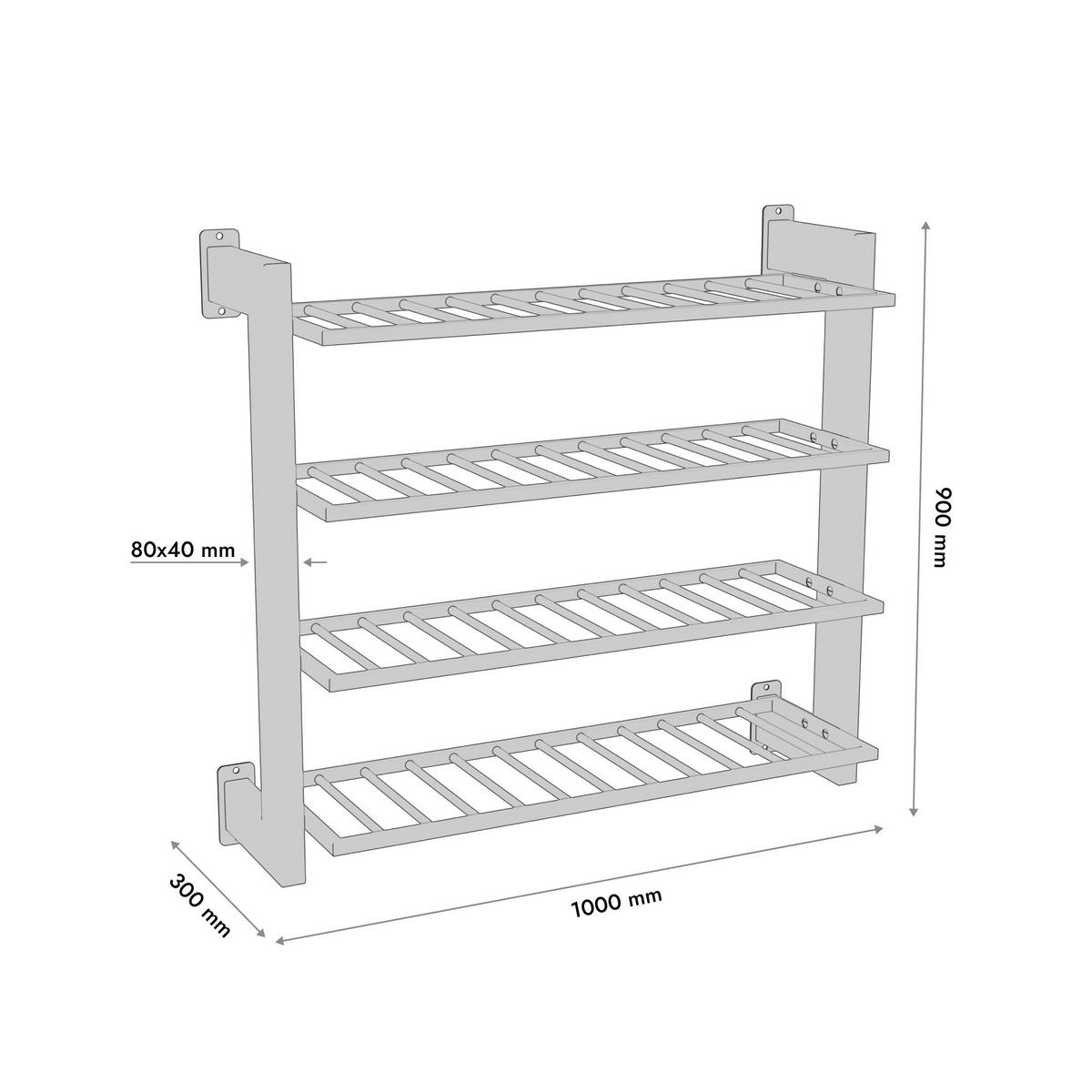 WEINREGAL Canary Metall,Schwarz, Für 48 Weinflaschen 90/100/30 cm - Schwarz, Metall (30/90/100cm) - Metalo Pro