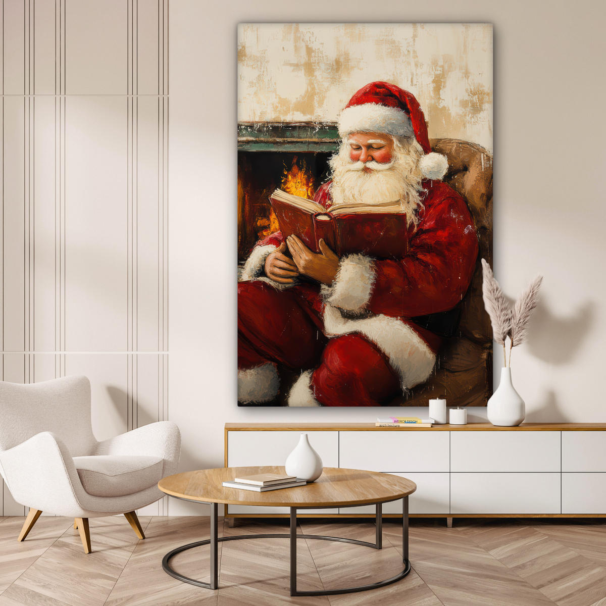 SLIKA NA PLATNU Božič 90x140 cm - temno rdeča, tekstil (90/140cm) - MuchoWow