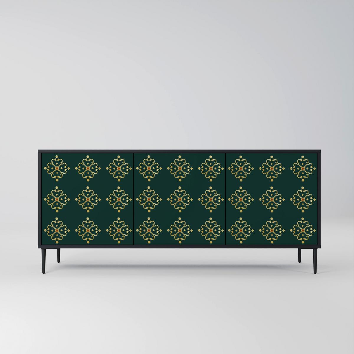 SIDEBOARD ROYAL MEDALLION, Eicheneffekt, 164,5x42x77,5 cm, 3 Türen - Eichefarben/Buchefarben, Holzwerkstoff/Buchenholz (164.5/77.5/42cm) - SpaceRebels