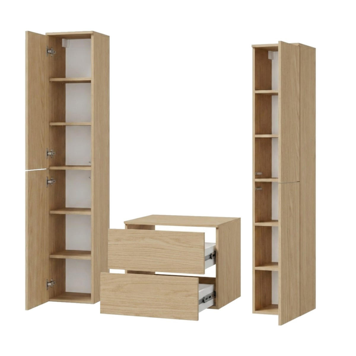 BADMÖBEL-SET Color Frühlings-Eiche 3-Teilig (2S 60 + 2D 160 X2) - Eichefarben, Holzwerkstoff (140/160/45cm) - mzm24