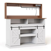 BAR DE-38657 120/40/130 cm Gläserhalter und Steckdosen Weiß - Weiß, Holzwerkstoff (120/130/40cm) - ComfortXL