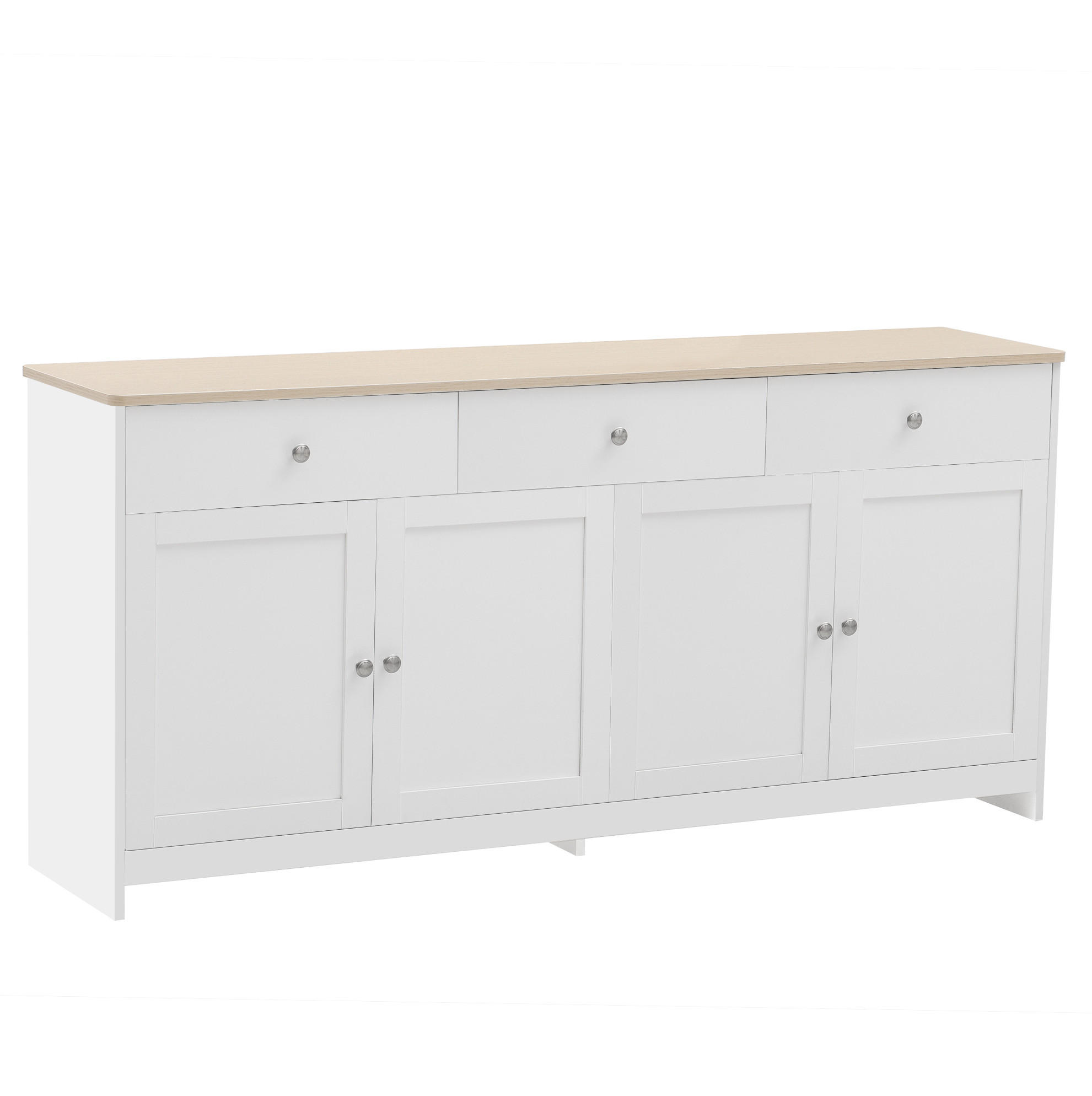 SIDEBOARD 160/37/75 cm Weiß und Holzfarben aus MDF mit 3 Schubladen - Weiß, Holzwerkstoff (37/75/160cm) - OKMYHOME