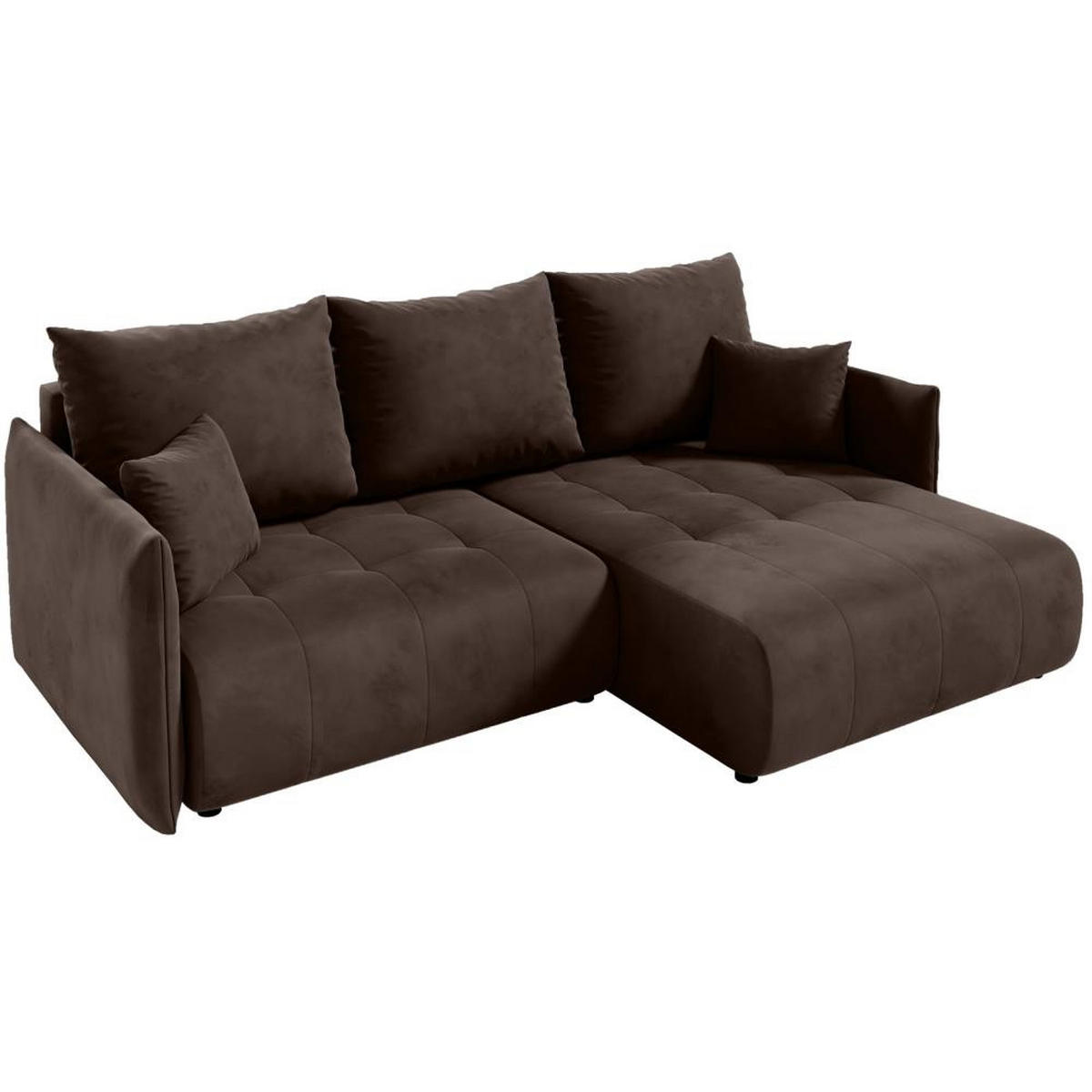 ECKSCHLAFSOFA Henry Mini braun rechts - Schwarz/Braun, Kunststoff/Textil (221/153cm) - Beautysofa
