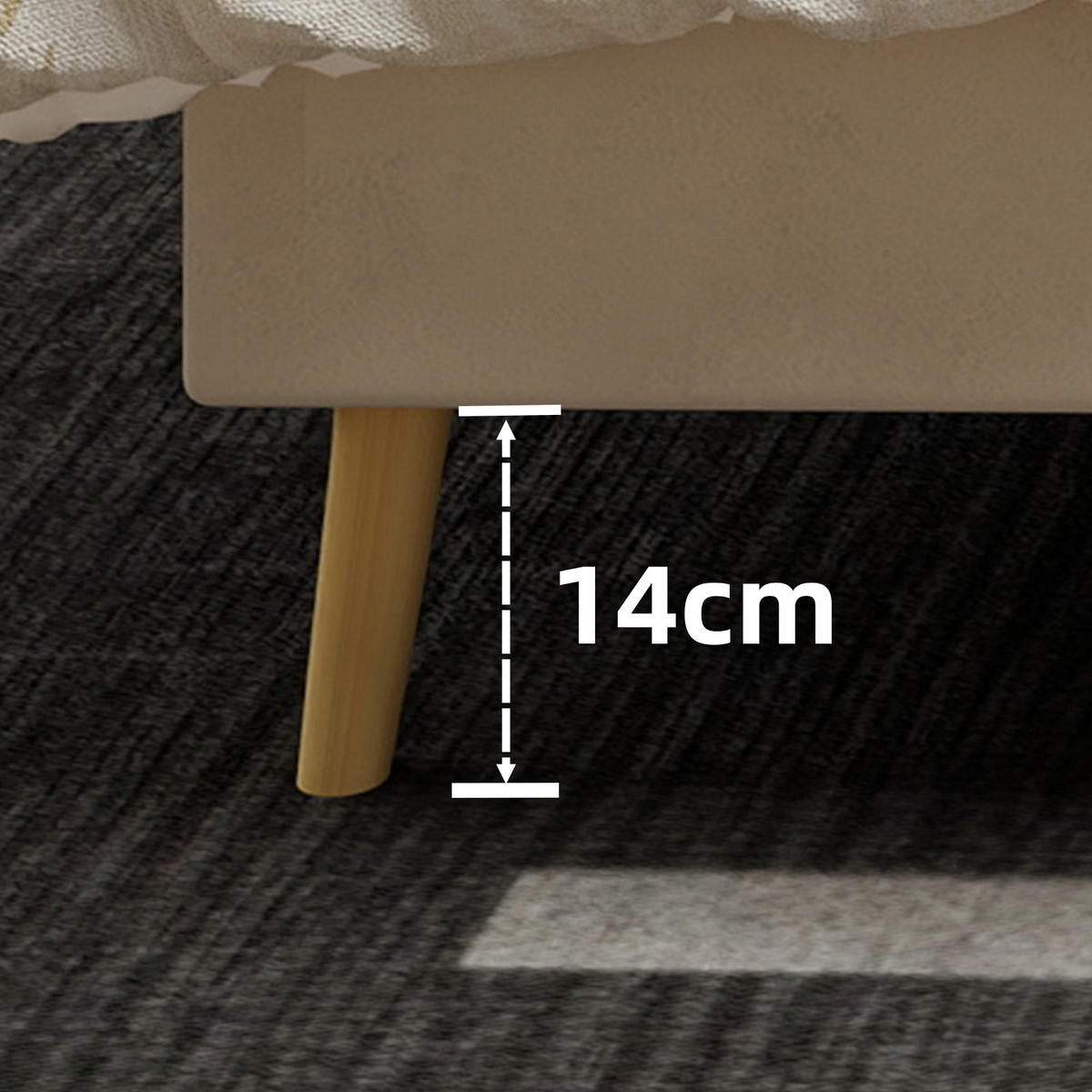 POLSTERBETT 160/200 cm in Beige Samt - Beige, Holzwerkstoff/Textil (160/200cm) - WISHDOR