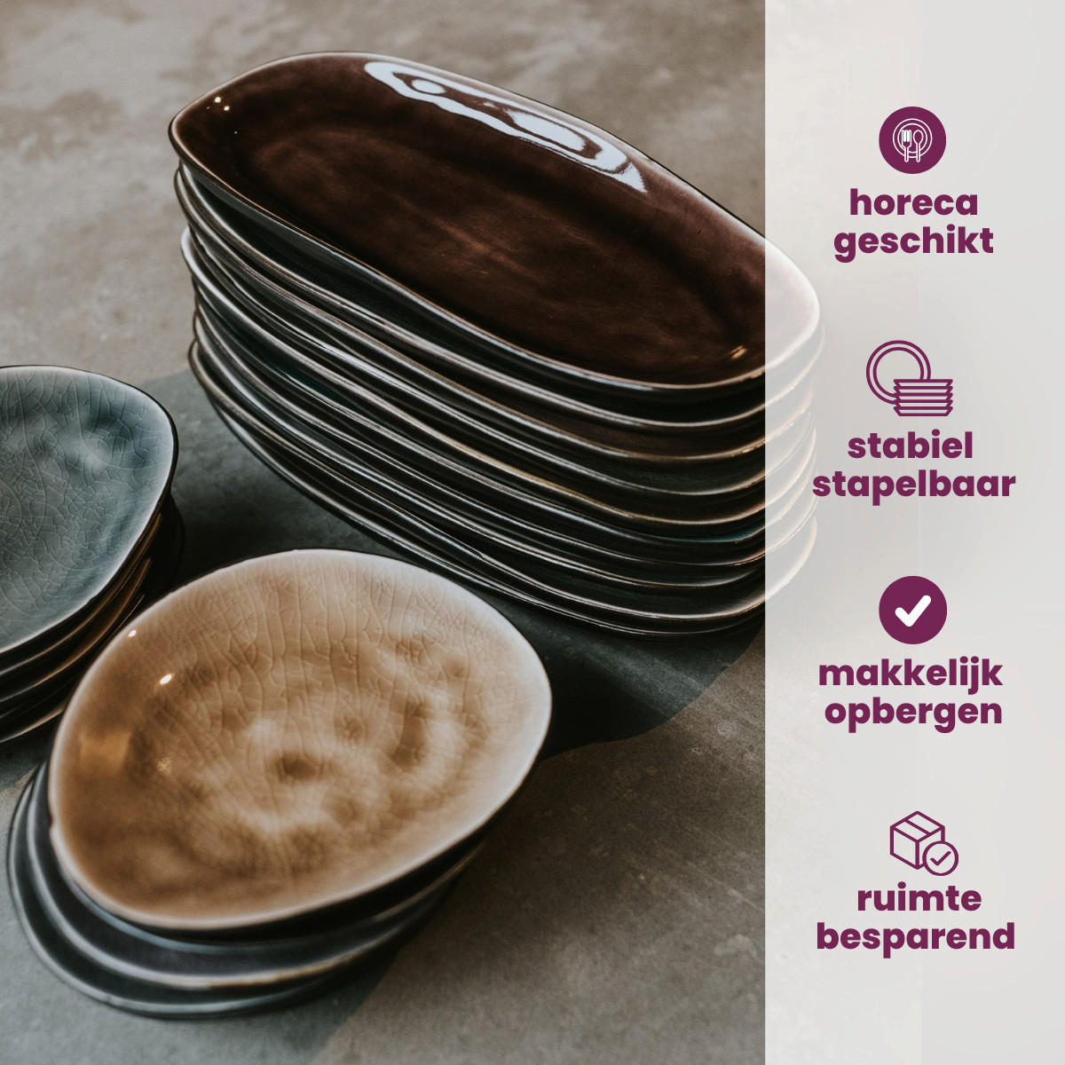 SPEISETELLER Streetfood 27.5 x 23 cm - 10 Stück - Multicolor, Keramik (28/23/2cm) - Cosy & Trendy