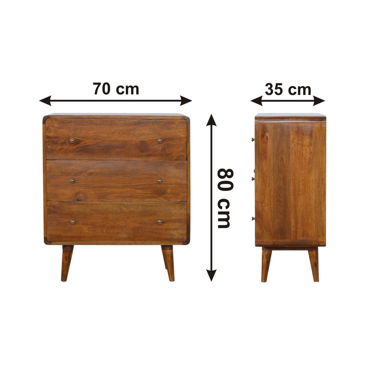 KOMMODE im Kastanien-Finish - Messingfarben/Braun, Holz/Metall (70/80/35cm) - Artisan Furniture