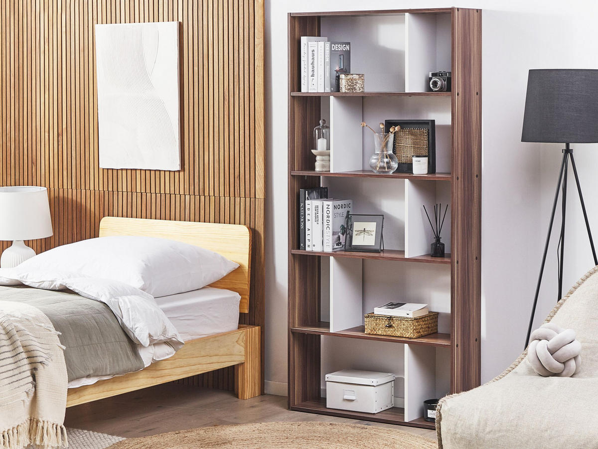 REGAL 5 Fächer Orilla - Dunkelbraun, Holzwerkstoff (83/174/23cm) - Beliani