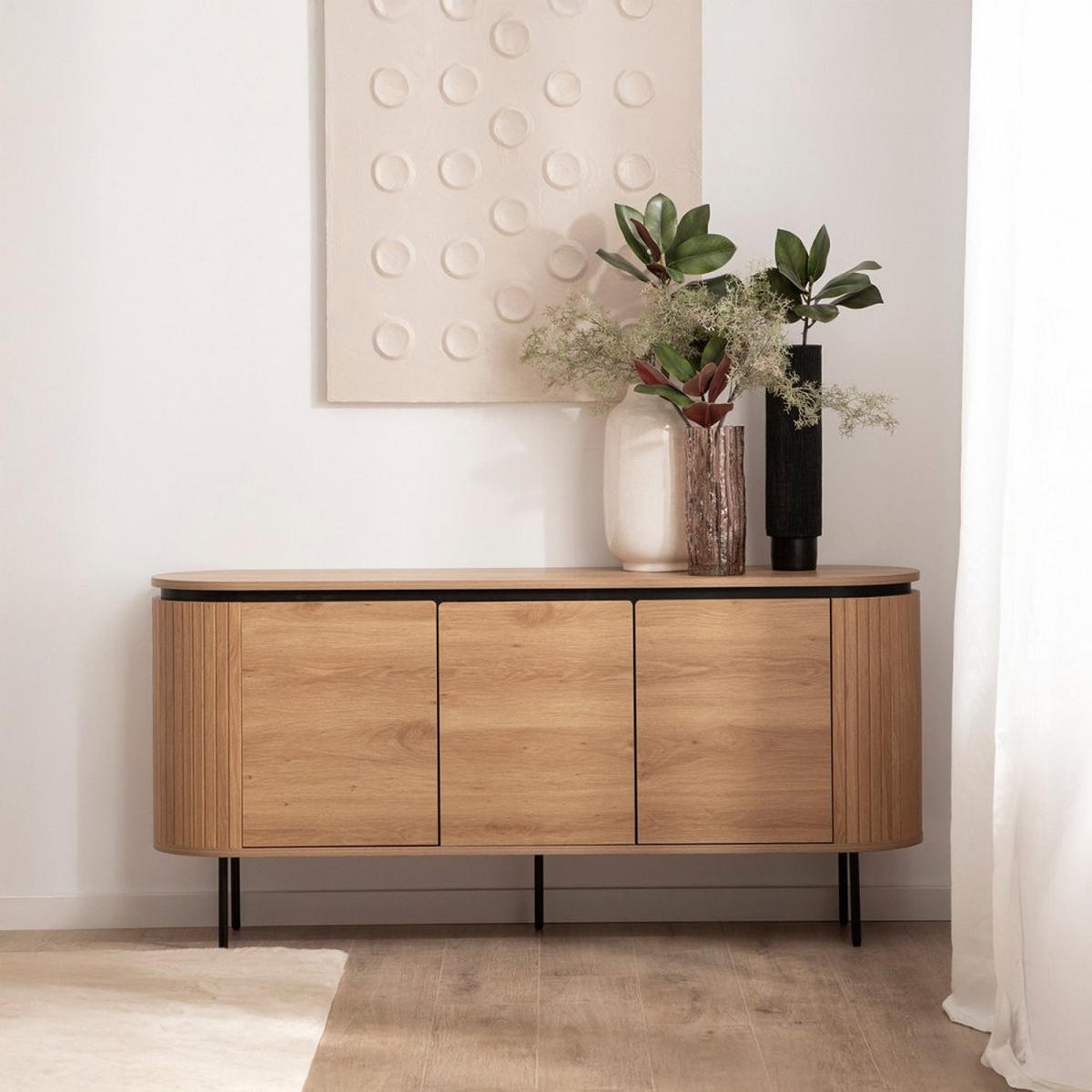 ANRICHTE NIEDRIGE Helios Natürlich 160 cm x 76 cm - Naturfarben, Holzwerkstoff (160/76/40cm) - Klast Home