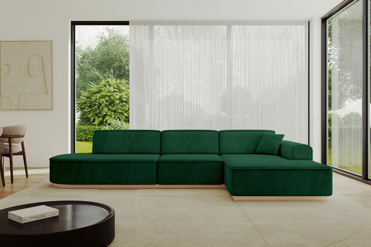 ECKSOFA Ottomane Rechts IREA-L2 - 328x171x83 cm Grün - Grün, Holzwerkstoff/Textil (171/328cm) - ALTDECOR