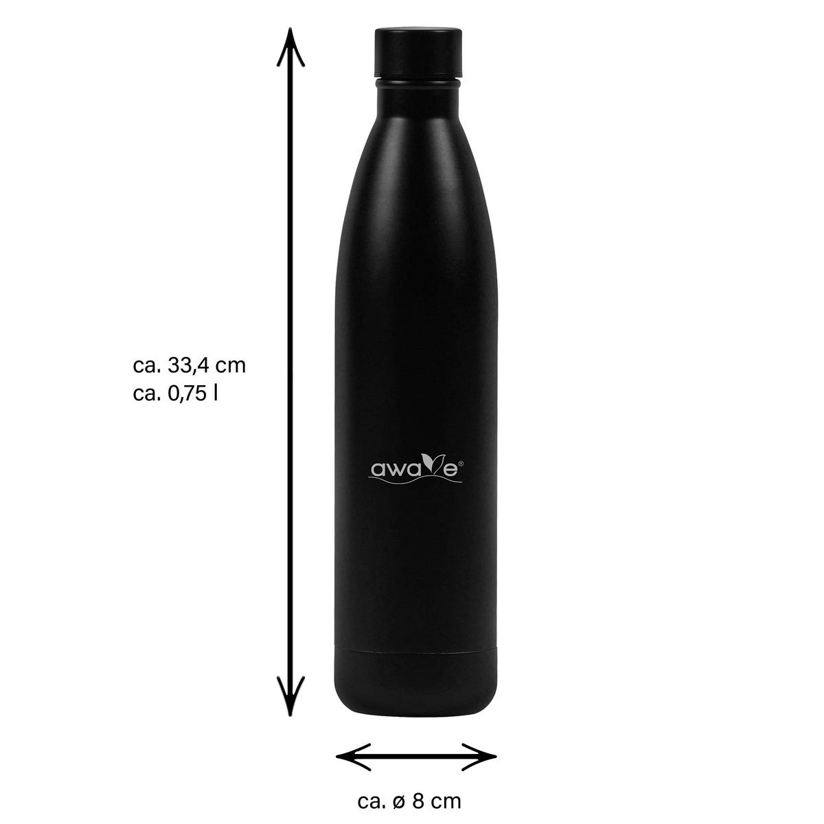 TRINKFLASCHE - Schwarz, Metall (0.75L) - Stoneline