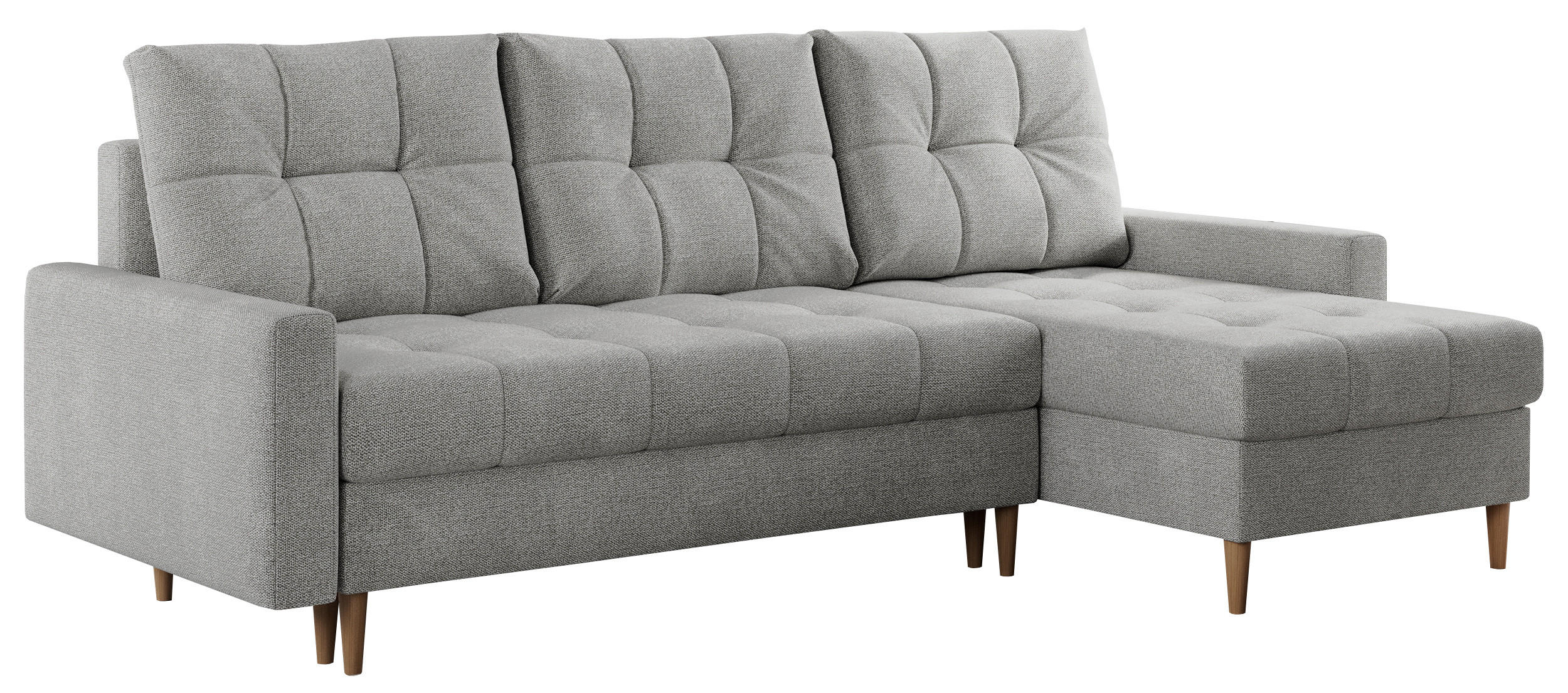 ECKSOFA Colin Struktur Hellgrau - Hellgrau/Braun, Holz/Textil (220/140cm) - MKS