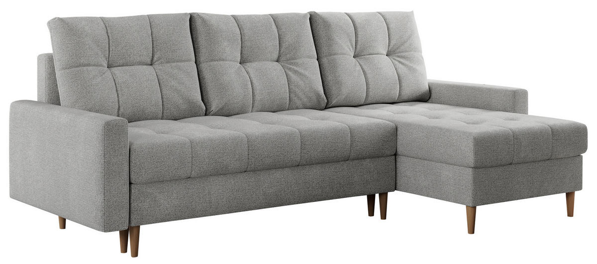 ECKSOFA Colin Struktur Hellgrau - Hellgrau/Braun, Holz/Textil (220/140cm) - MKS