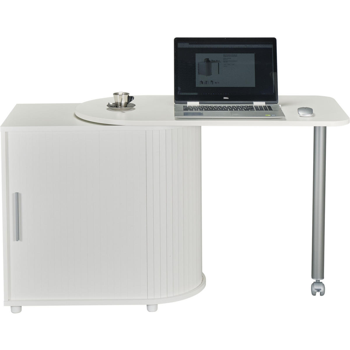 COMPUTERTISCH mit Rolladentür 55/131/75cm - Weiß, Holzwerkstoff (55/131/75cm) - Simmob