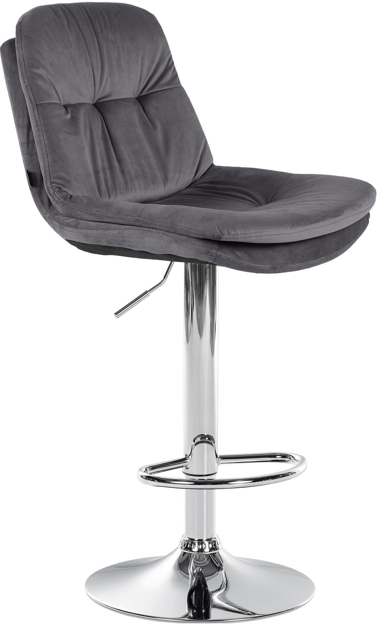 BARHOCKER Samt dunkelgrau - Dunkelgrau/Schwarz, Textil (46/94/54cm) - CLP