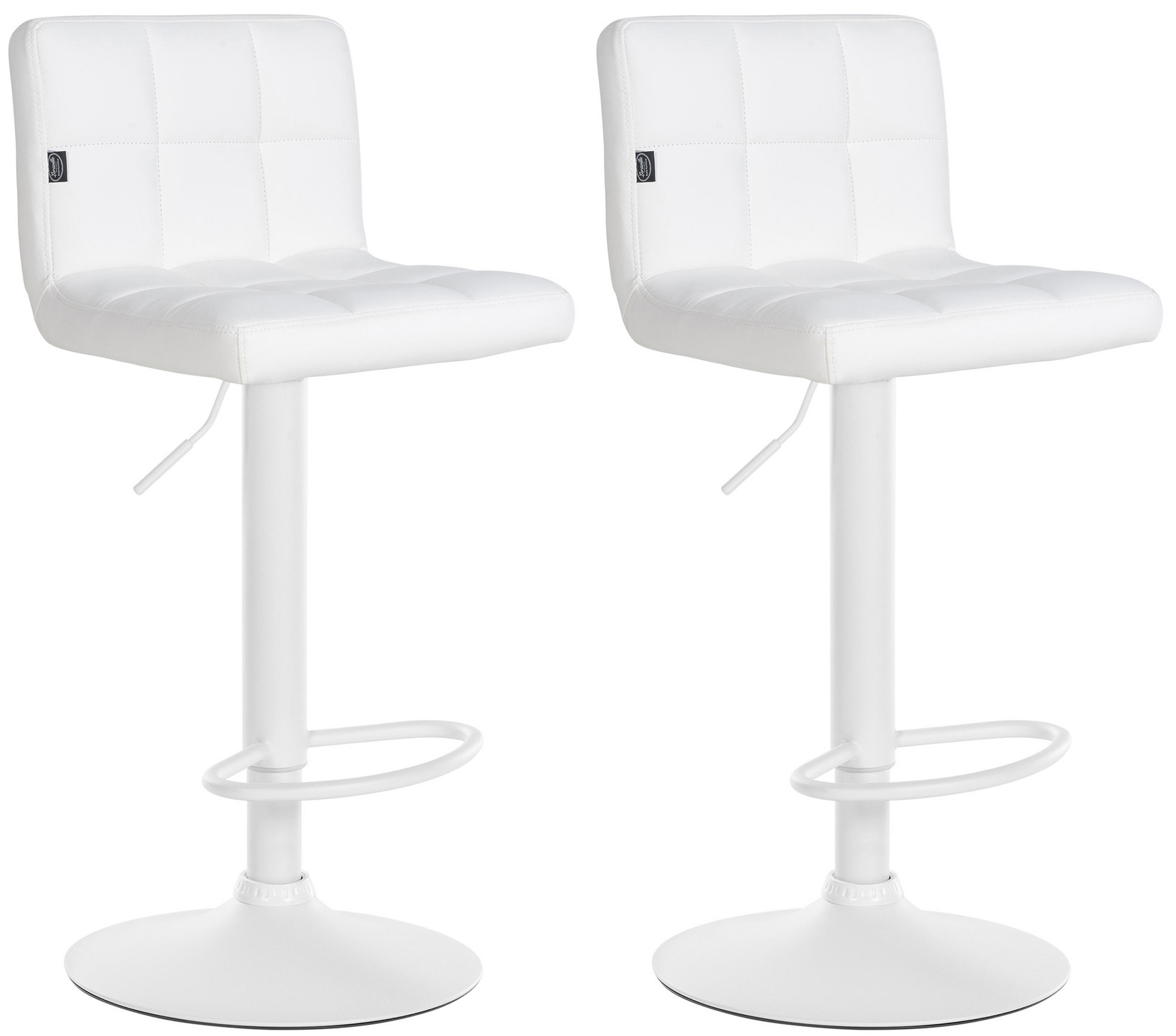 BARHOCKER 2er Set Fenai Kunstleder weiß weiß - Weiß, Kunststoff/Metall (40/106/40cm) - TPFLiving