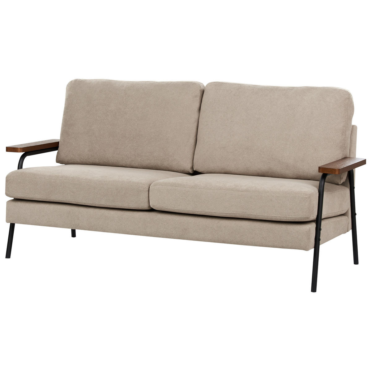 3-SITZER-SOFA Stoff taupe Akranes - Beige/Dunkelbraun, Textil (181/89/80cm) - Beliani