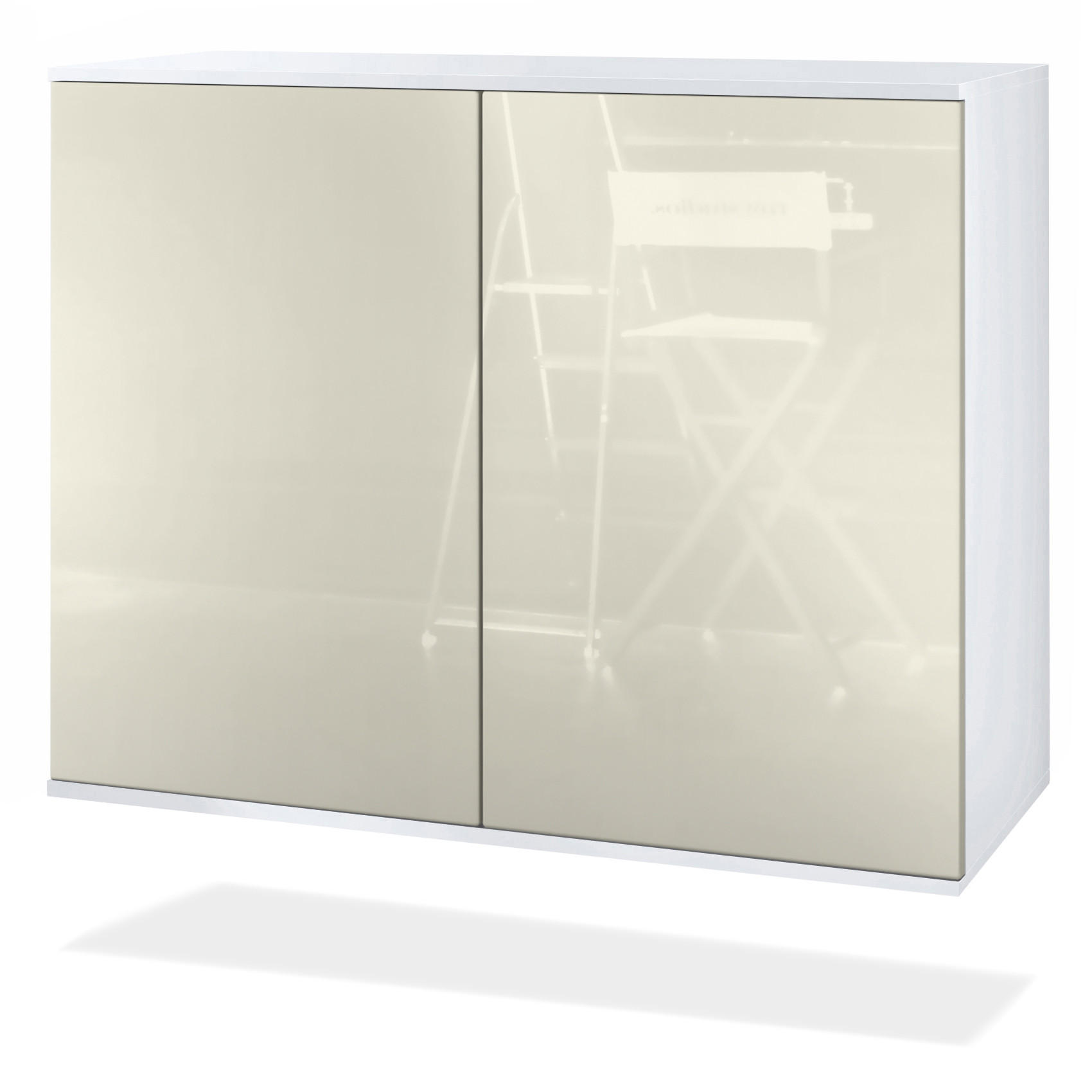 KOMMODE Skadu Creme Hochglanz - Creme, Holzwerkstoff (92.5/73.5/35cm) - Vladon