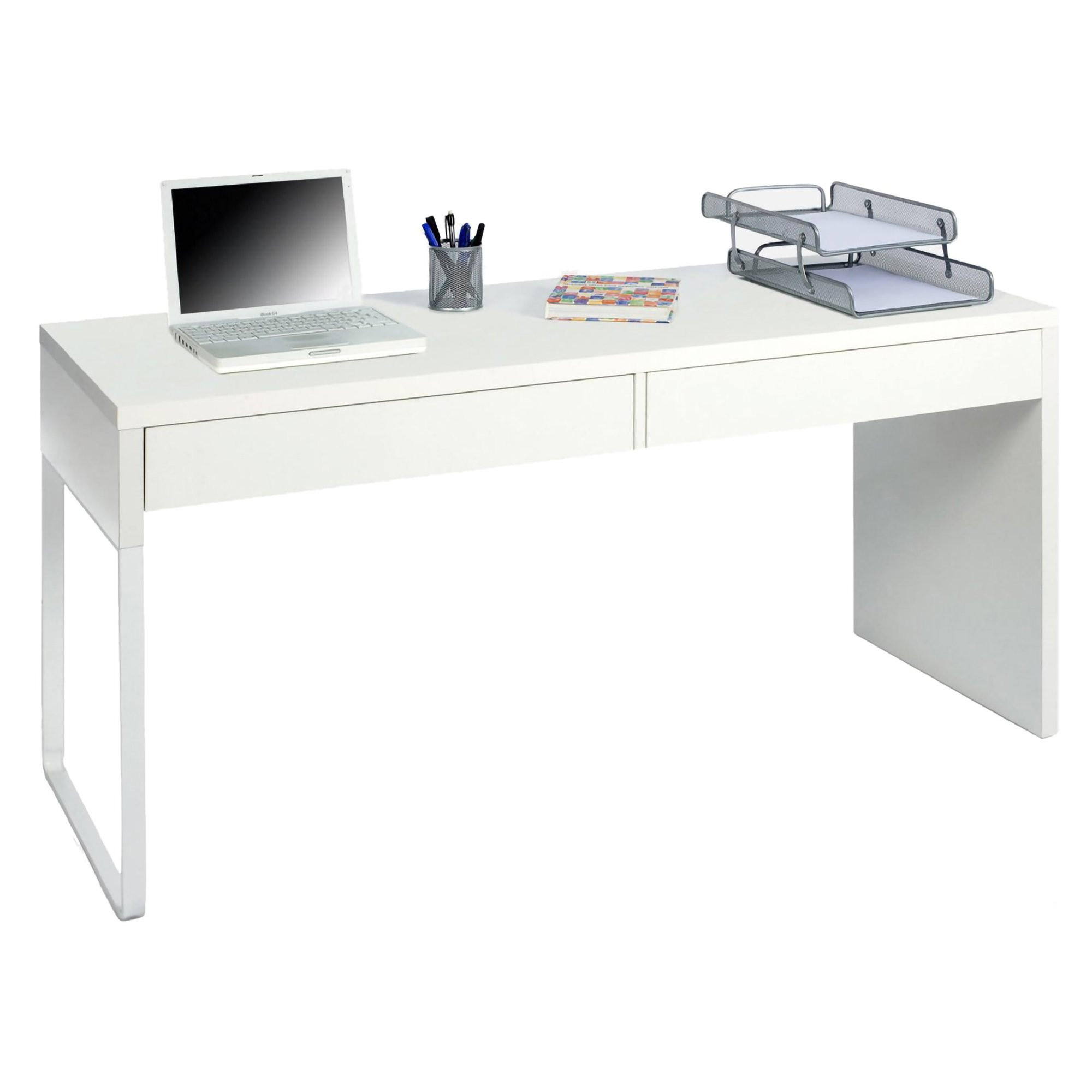 SCHREIBTISCH Glänzendes Weiß 50/138/75 cm - Weiß, Holzwerkstoff (50/138/75cm) - DMORA