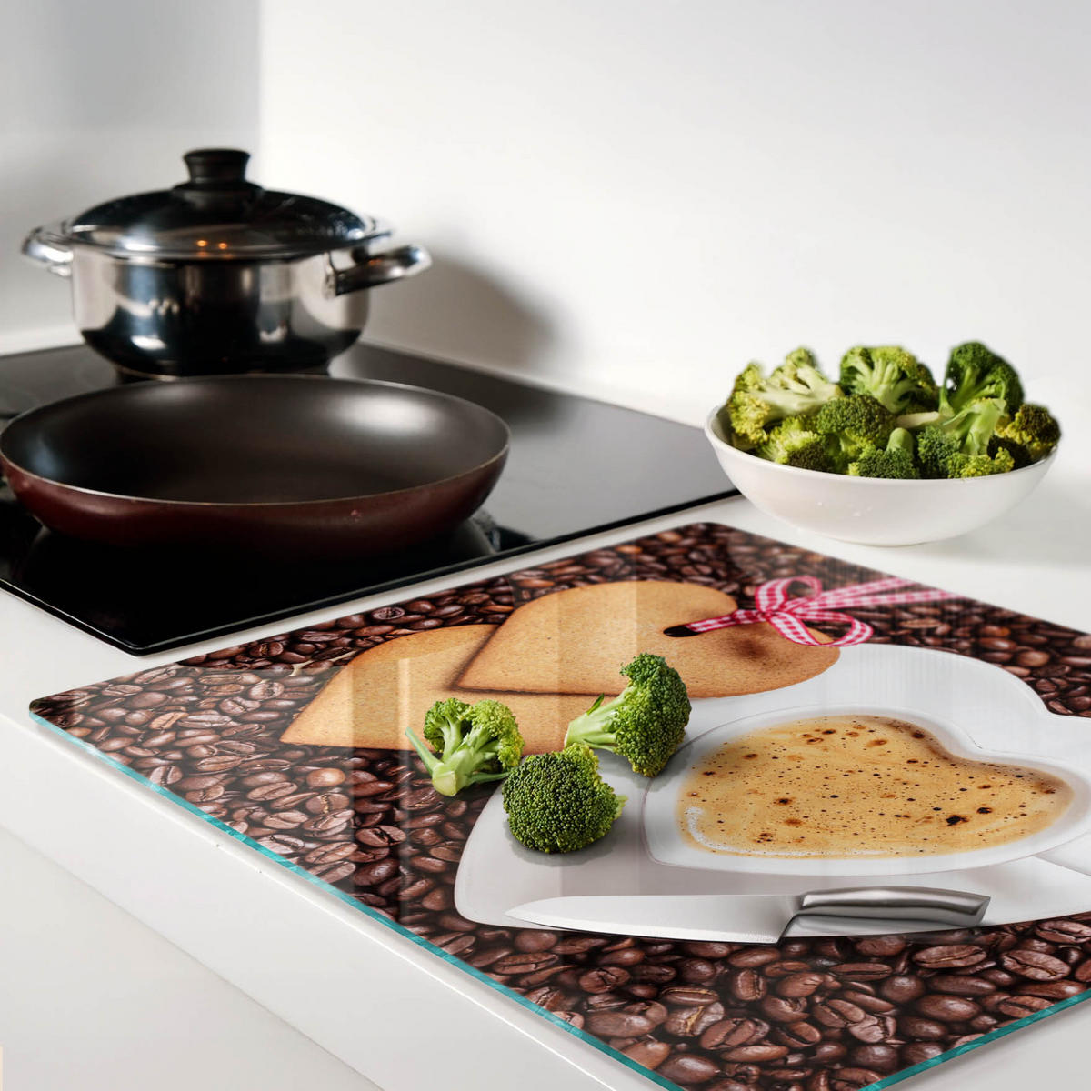 GLASPLATTE 60x52 cm Kaffee und Lebkuchen - Braun, Glas (60/0.4/52cm) - TULUP