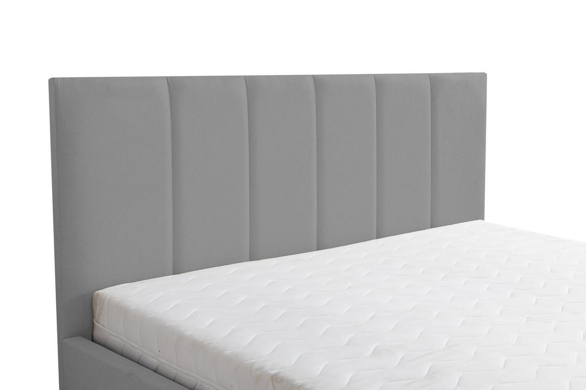 POLSTERBETT LISA mit Kopfteil, 180 x200 cm, Doppelbett mit Bettkasten und Lattenrost aus Velourstoff, Velourstoff, Frabe: Grau - Grau, Holz/Kunststoff (180/200cm) - VENASI MÖBEL