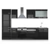 KÜCHENZEILE R-Line Schwarz Hochglanz/Weiß 300 cm, AP Anthrazit - Schwarz Hochglanz/Weiß, Holzwerkstoff (300/81.6/60cm) - Vicco