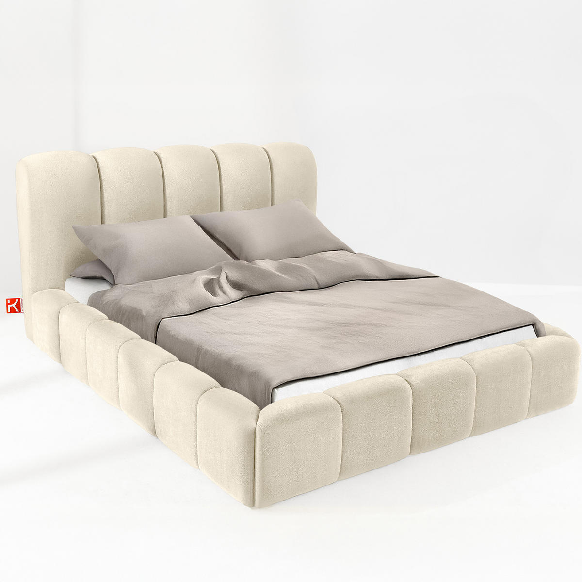 POLSTERBETT MERIDE Chenille, Ecru - Schwarz/Weiß, Holz/Textil (160/200cm) - KONSIMO®