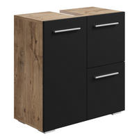 WASCHBECKENUNTERSCHRANK Mars Kastanien Eiche / Schwarz - 60 x 30 x 60 cm - Eichefarben/Silberfarben, Holz (60/60/30cm) - Badplaats