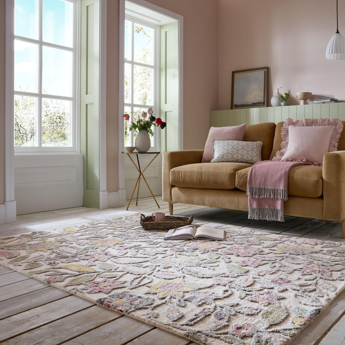 WOLLTEPPICH Botanisch Floral mit Aquarell-Effekt, Wohnzimmer Multicolor Rechteckig 160x230 - Multicolor, Textil (160/230cm) - KADIMA DESIGN