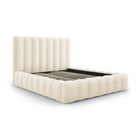 BETT mit Bettkasten und Kopfteil Kelp aus Samt leichtes beige 200x200cm - Beige, Textil (200/200cm) - Micadoni