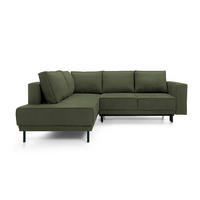 ECKSOFA Rodario Olivgrün Velours - Schwarz/Olivgrün, Textil/Metall (247/187cm) - Selsey