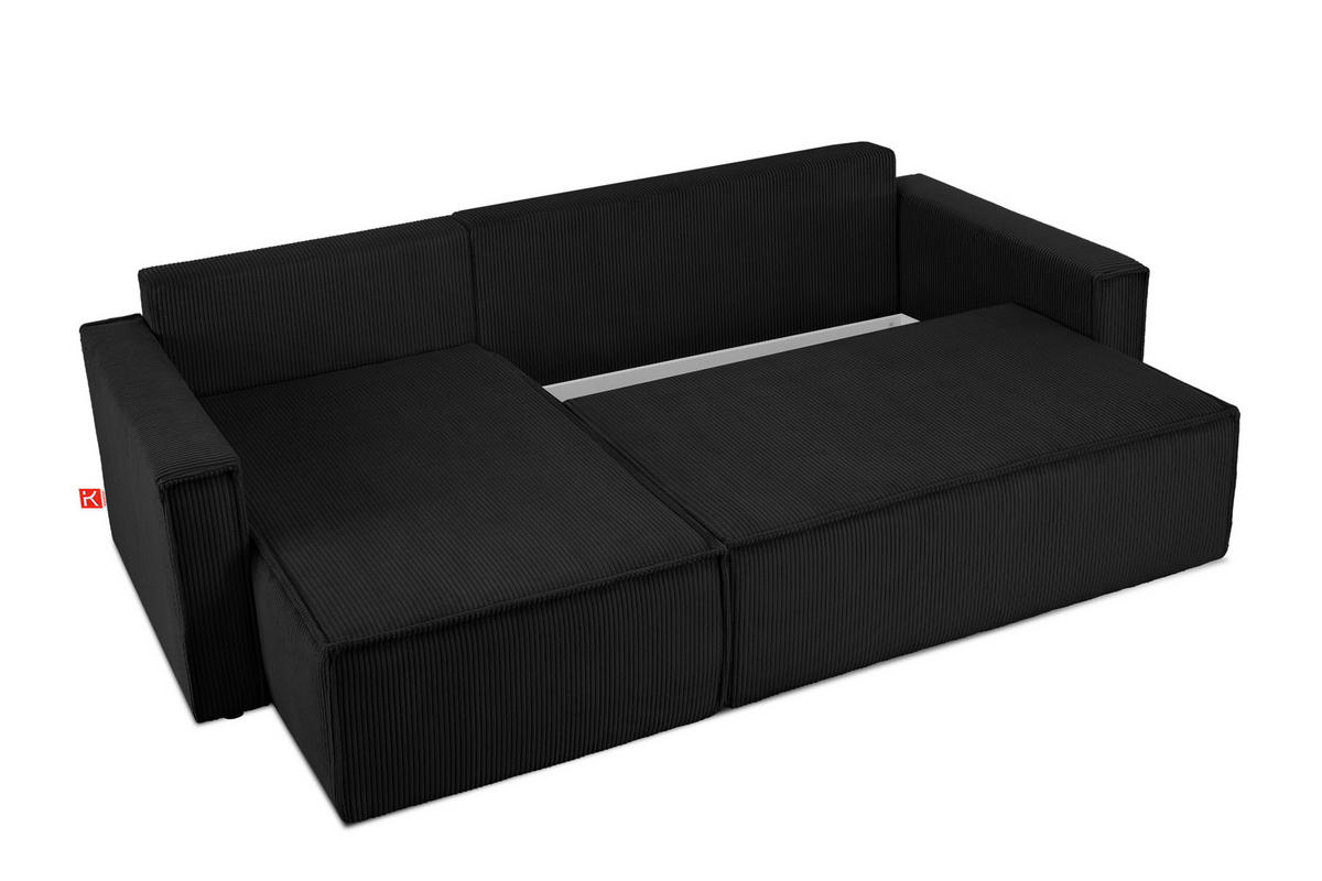 ECKSOFA-LINKS/RECHTS NAPI Schlaffunktion mit Cordbezug, antracyt - Schwarz, Textil (246/148cm) - KONSIMO®
