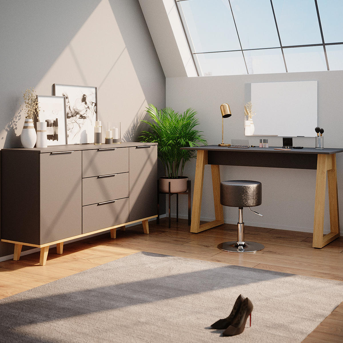 KOMMODE Nautica Anthrazit 138 x 82 cm - Anthrazit, Holzwerkstoff (138/82/40cm) - Vicco