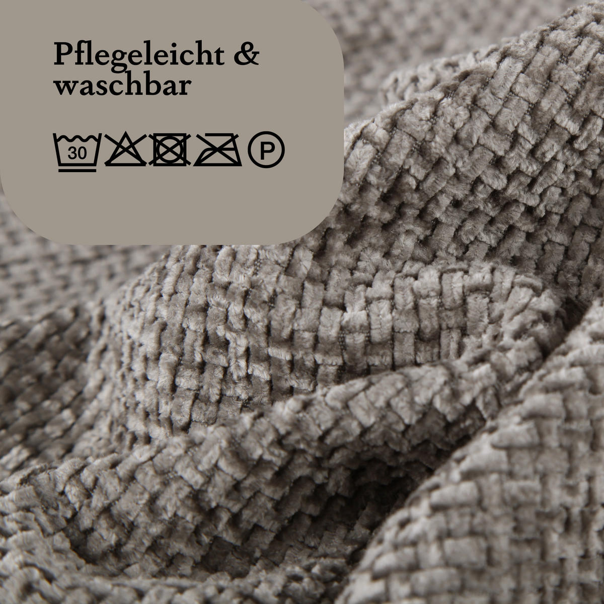 KISSENHÜLLE Chenille Cross 60 cm x 60 cm in Silber - Grau, Textil (60/60cm) - Bestlivings